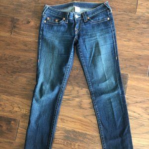 True Religion Skinny Jeans with orange stitching